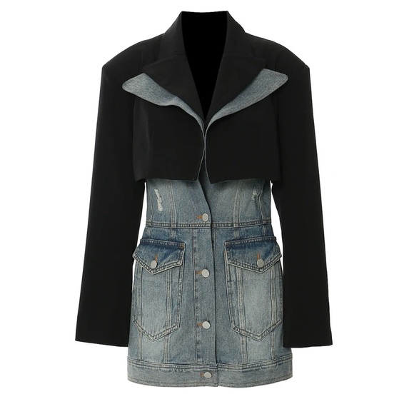 NEW WOMEN’S BLAZER DENIM DRESS - Picture 2 of 7